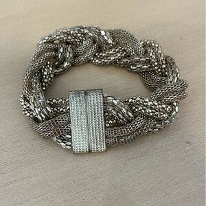 Gold Metallic Braided Bracelet With Magnetic Closure